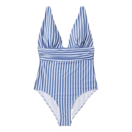 A Sexy Striped One-piece Bikini Woman From Europe And America